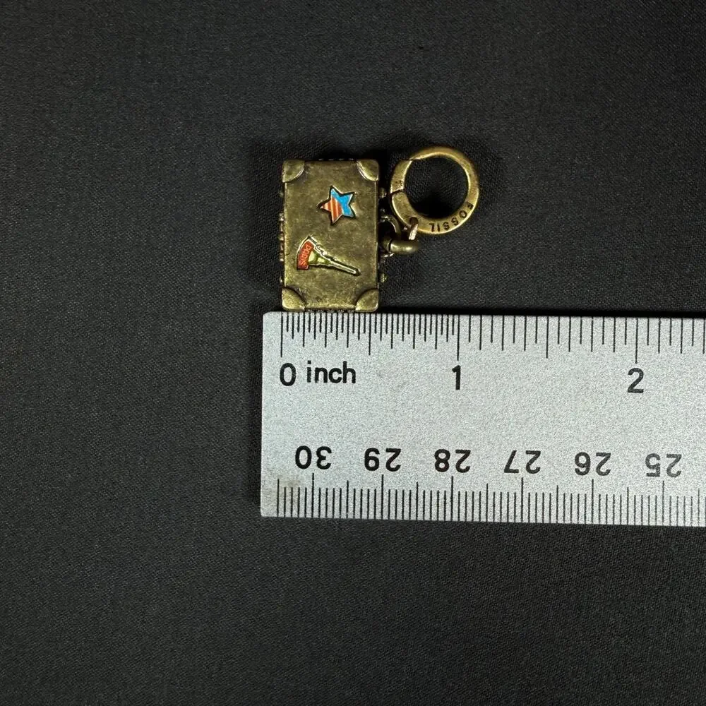 Rare Super Cool Vintage Fossil Charm USA suitcase Route 66
